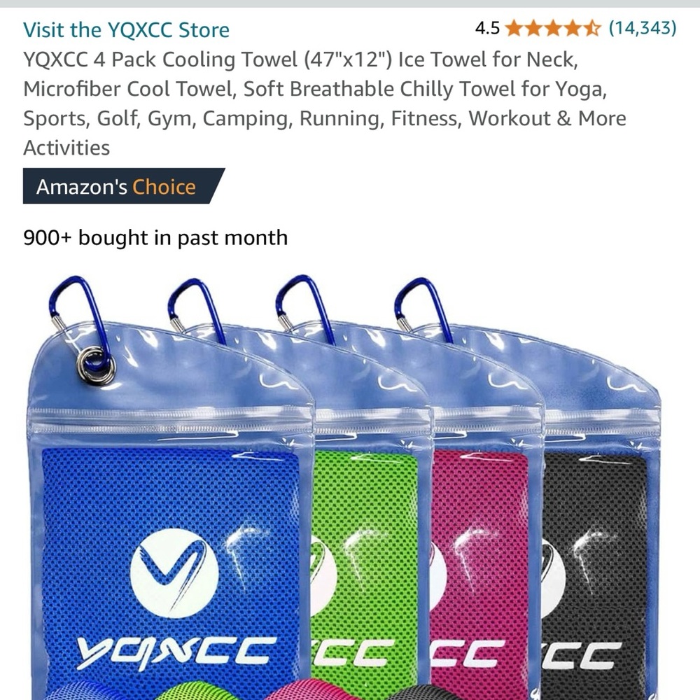 YQXCC 4 Pack Cooling
Towel (47"x12") Ice Towel for Neck